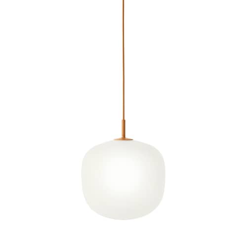 Suspension Rime / Ø 25 - Verre soufflé bouche - Muuto - Monture orange / Blanc - Aluminium verni, Verre soufflé bouche