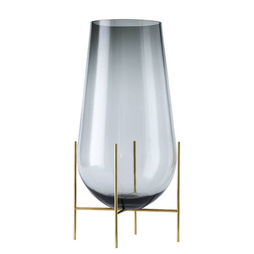 Vase Echasse Large métal verre gris or / H 60 cm - Audo Copenhagen - H 60 cm / Fumé & Laiton - Laiton massif, Verre
