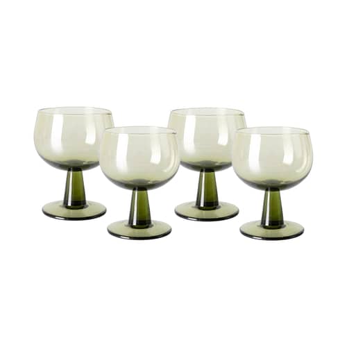 Verre à vin The emeralds Low vert / H 11,5 cm - Set de 4 / 25 cl - HK LIVING - Vert Olive - Verre