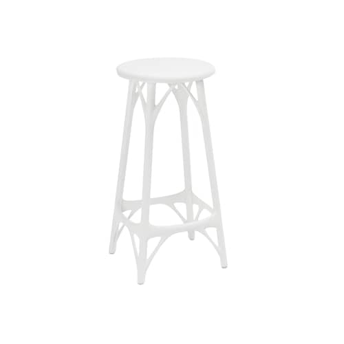 A.I. LIGHT High stool plastic material white / H 65 cm - Designed by artificial intelligence / Recycled - Kartell - White - Recycled thermoplastic technopolymer