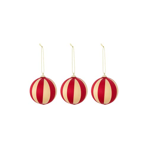 Wynn Bauble textile red / Size 3 - Ø 8 cm - Bloomingville - Red - Foam, Polyester