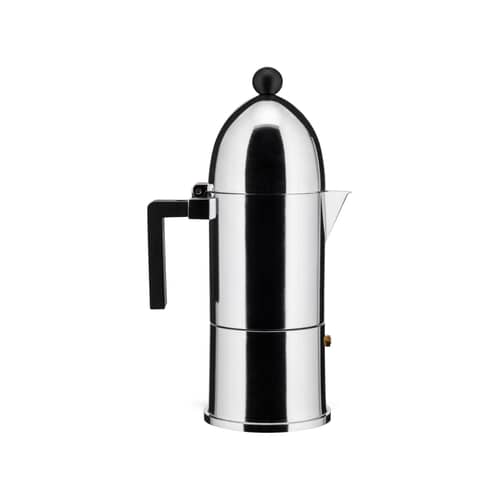 Cafetière italienne La Cupola métal noir / Induction - 6 tasses / Aldo Rossi, 1988 - Alessi - Noir / Acier - Acier magnétique, Fonte d\'aluminium, Résine thermoplastique