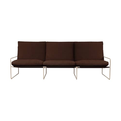 Canapé de jardin 3 places Desert tissu marron / L 233 cm - Ferm Living - Brun Châtaigne (Pure bouclé) / Beige Cachemire -  Ouate, Acier galvanisé, Mousse, Tissu bouclé outdoor