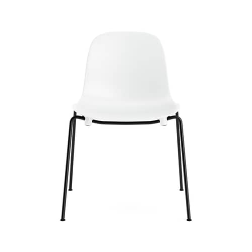 Chaise empilable Form / 4 pieds métal - Normann Copenhagen - Blanc - Acier laqué, Polypropylène