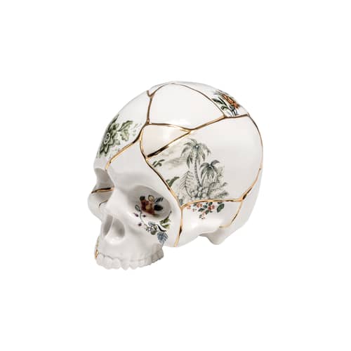 Teschio Kintsugi Decoration ceramic multicoloured / Skull - Seletti - White / Multicoloured - China, Fine gold