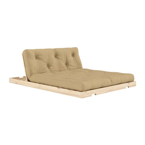 Divano convertibile Flip legno beige / L 145 cm - 3 posizioni - KARUP DESIGN - Beige 758 / Pino - Espanso, Fibre riciclate miste, Pino massello certificato FSC, Tessuto