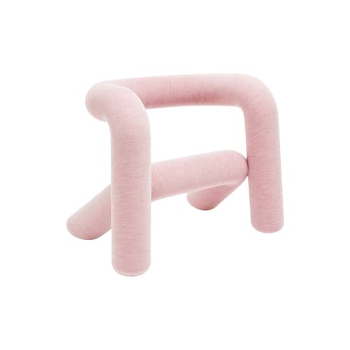 Gepolsterter Sessel Extra Bold textil rosa / Stoff Kvadrat - Moustache - Naturweiß-rot (Stoff Kvadrat) - Schaumstoff, Stahl, Wolle