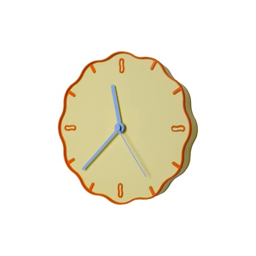 Horloge Margherita jaune / Plastique recyclé - Warren & Laetitia - Jaune beurre - Orange - Bleu ciel - Plastique recyclé
