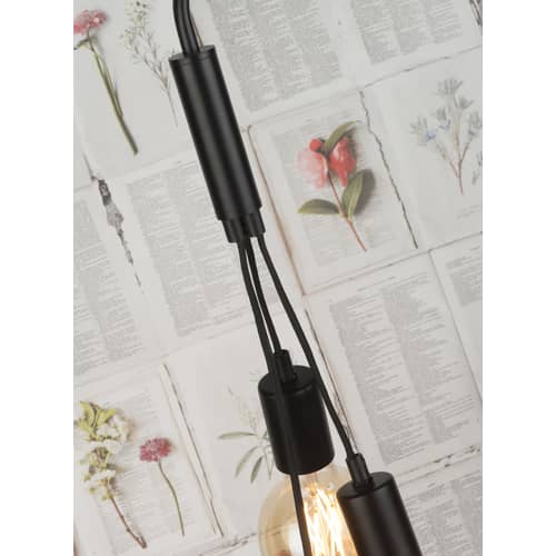 Lampada a stelo Oslo metallo pietra nero / 3 lampadine - H 190 cm - It\'s about Romi - Nero - Cemento, Ferro