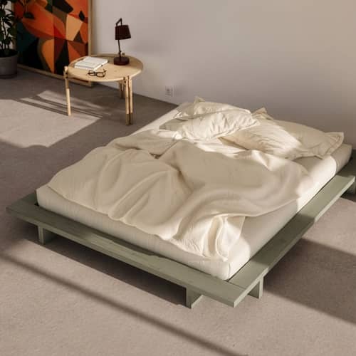 Letto matrimoniale Japan legno verde / Per materassi da 160 x 200 cm - KARUP - Salvia Verde - Pino massello certificato FSC