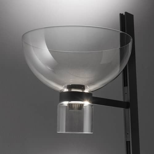 Lampada a stelo Nocturne 1 - Bowl vetro nero / LED - Flos - Nero - Alluminio, Vetro borosilicato soffiato