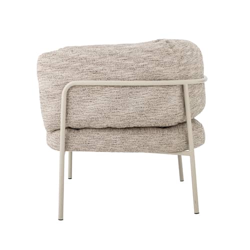 Poltrona imbottita Karel tessuto grigio - Bloomingville - Grigio - Espanso, Ferro verniciato a polvere, Tessuto