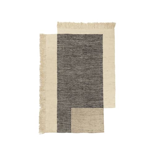 Counter Rug textile black / 140 x 200 cm - 100% hand-woven wool - Ferm Living - 140 x 200 cm / Charcoal & white - Wool
