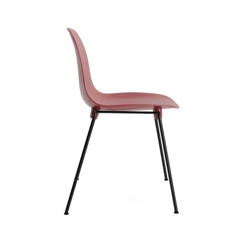 Sedia impilabile Form materiale plastico rosso / 4 gambe metalllo - Normann Copenhagen - Rosso - Acciaio laccato, Polipropilene