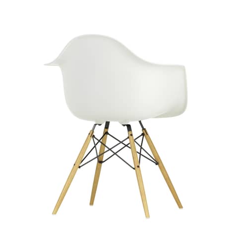 Sessel DAW - Eames Plastic Armchair plastikmaterial weiß / (1950) - Beine aus hellem Holz - Vitra - Weiß / Helles Holz - Massivahorn, Polypropylen
