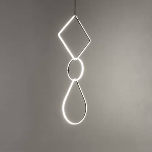 Sospensione Arrangements 1 LED metallo bianco nero / 3 elementi - H 180 x L 52 cm - Flos - Bianco & Nero - alluminio verniciato, policarbonato