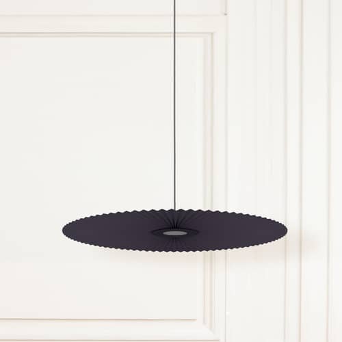 Suspension Carmen Medium tissu gris / LED - Ø 90 cm - Hartô - Gris ardoise - Métal peint, Textile contrecollé sur PET