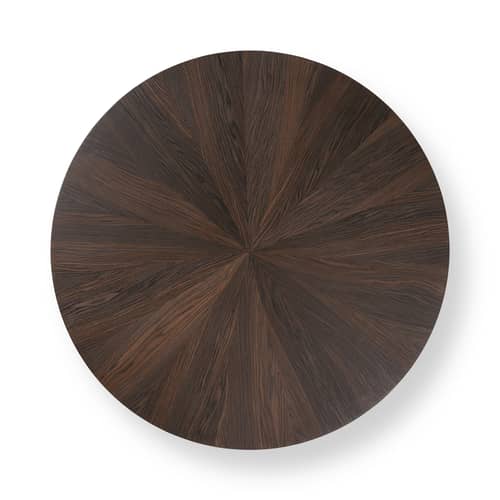 Table basse Post Large marron bois naturel / Ø 100 x H 33 cm -  Marqueterie faite main - Ferm Living - Motif étoilé / Chêne fumé - MDF, Placage chêne fumé