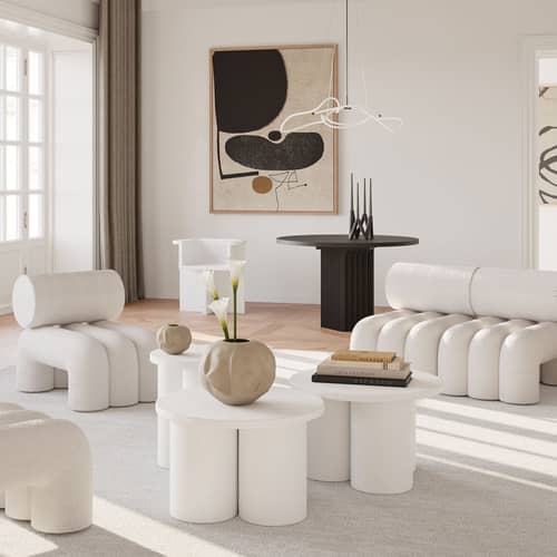 Table d\'appoint Big Foot Tall blanc / Ø 45  x H 51 cm - 101 COPENHAGEN - Blanc - Béton fibré