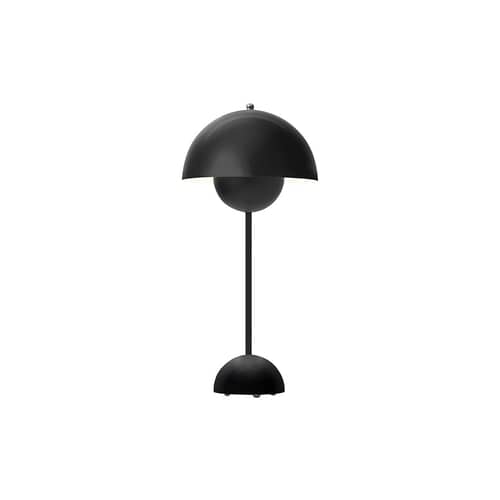 Flowerpot VP3 Table lamp metal black / H 50 cm - By Verner Panton, 1969 - &tradition - Matte black - Lacquered aluminium