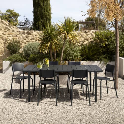 Tavolo rettangolare Midi metallo nero / 190 x 90 cm - 8 persone - TIPTOE - Nero grafite - Acciaio termolaccato