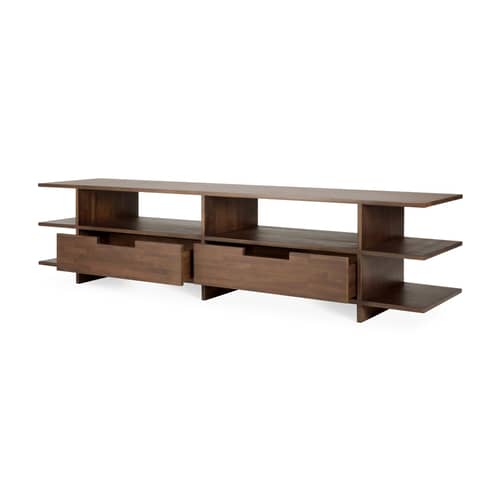 Kabuki TV unit wood brown / L 200 cm - 2 drawers - Ethnicraft - Burnish Teak - Solid teak