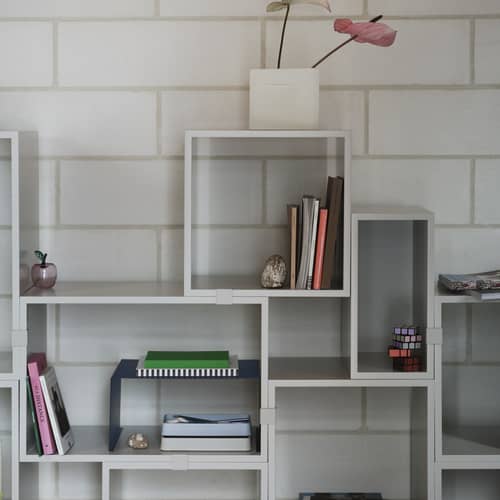 Accessorio  metallo blu / Mezzo scaffale per modulo impilato - L 39,6 x P 28 x H 20 cm - Muuto - Blu - Acciaio