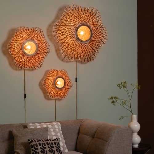 Applique avec prise Madura / Ø 60 cm - Bambou - GOOD&MOJO - / Ø 60 cm - Marron & naturel - Bambou, Fer