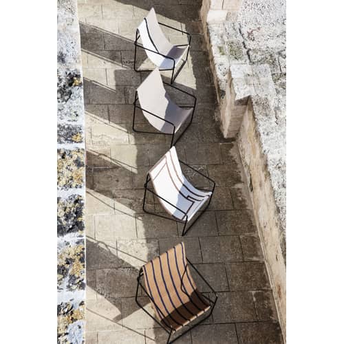 Desert Armchair textile beige / Black structure - Recycled plastic bottles - Ferm Living - Black metal / Soil canvas - Powder coated steel, Recycled fabric
