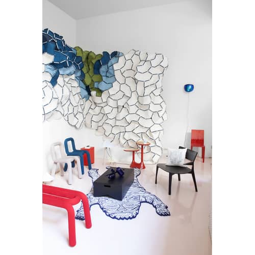 Banc rembourré Bold tissu vert / L 100 cm - Moustache - Vert forêt - Acier, Mousse, Tissu