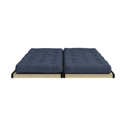 Schlafcouch Chico textil blau / Modulierbar - B 200 cm - KARUP DESIGN - Marineblau 737 - Geflochtenes Binsengras, Gewebe, Recycelte Mischfasern, Reisstroh, Schaumstoff