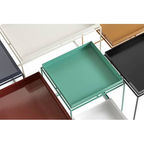 Tray End table metal green / 40 x 40 x H 44 cm - Hay - Mint Green - Lacquered steel