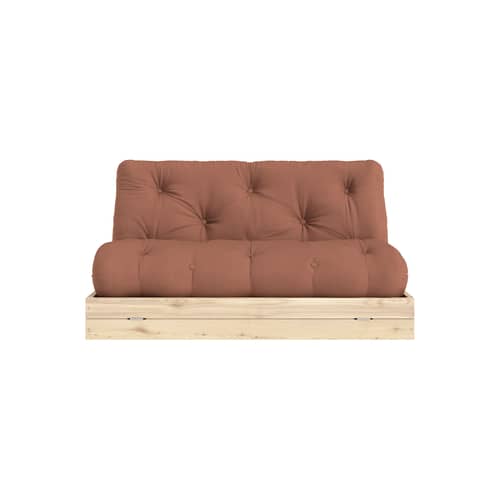 Schlafcouch Flip holz braun / L 145 cm - 3 Positionen - KARUP - Braun Tonbraun 759 / Pinie - FSC-zertifiziertes Massivholz Kiefer, Gewebe, Recycelte Mischfasern, Schaumstoff