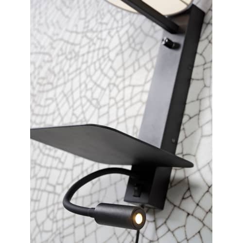 Wandleuchte mit Stromkabel Florence metall beige / Lampenschirm Stoff - LED-Leseleuchte, Regal & USB-Anschluss - It\'s about Romi - Leinen dunkel - Baumwolle, Eisen