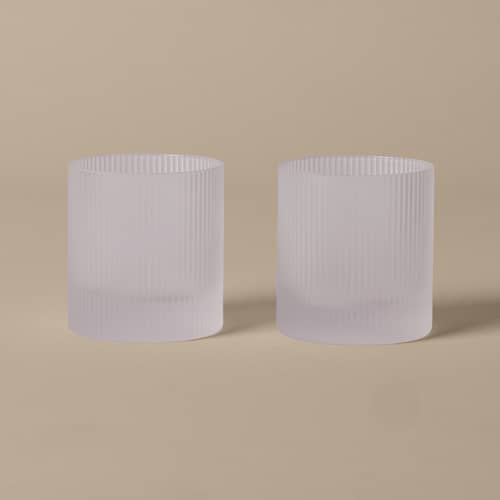 Ripple Glass glass white / Set of 2 - 25 cl - Ferm Living - Frosted - Mouth blown glass