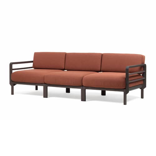 Divano da giardino modulare Maximo tessuto arancione / 3 posti - L 253,5 cm - NARDI - Terra / Tessuto Arancione Cannella - Resina in fibra di vetro, Schiuma di poliuretano, Tessuto acrilico Sunbrella®