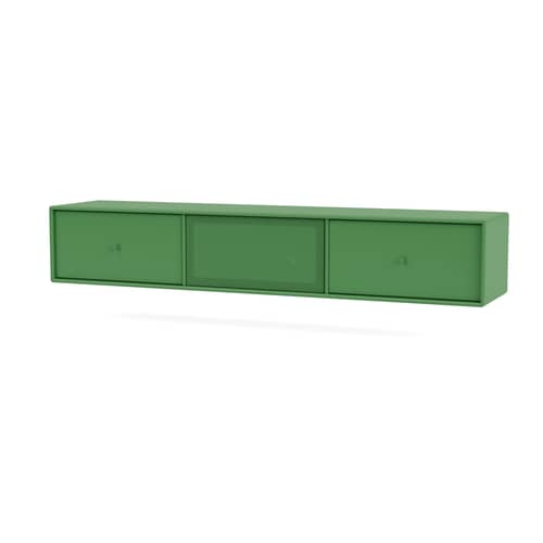 Meuble TV suspendu Octave V bois vert / L 138 x P 30 x H 24 cm - MONTANA - Parsley 152 - Acier perforé, MDF laqué