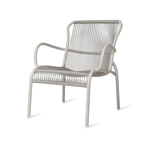 Poltroncina lounge impilabile Loop tessuto bianco / Corda in polipropilene tessuta a mano - Vincent Sheppard - Dune Bianco - Alluminio termolaccato, Corda in polipropilene