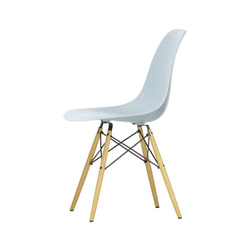 Sedia RE DSW - Eames Plastic Side Chair materiale plastico blu / (1950) - Gambe legno chiaro / Riciclata - Vitra - Grigio blu/Acero giallo - Acero massiccio, Plastica riciclata post-consumo