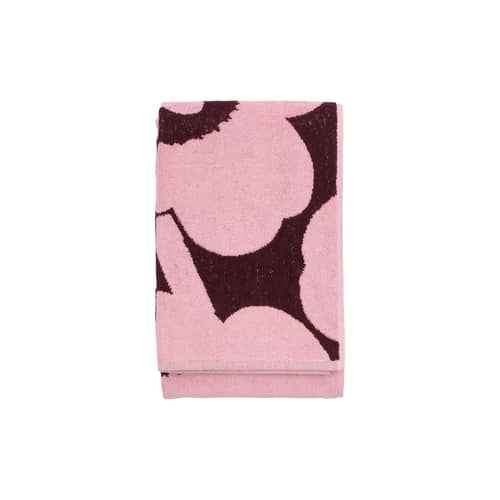 Serviette de bain Unikko rose / 70 x 150 cm - Marimekko - Unikko / Rose & prune - Coton éponge biologique
