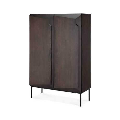 Schrank Stairs holz braun / B 100 x H 150 cm - Ethnicraft - Eiche Dunkelbraun - Getöntes Eichenholz, Metall