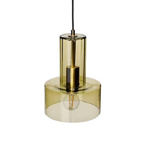 Suspension Ripple verre vert / Ø 20 cm - HÜBSCH - Vert - Verre soufflé bouche