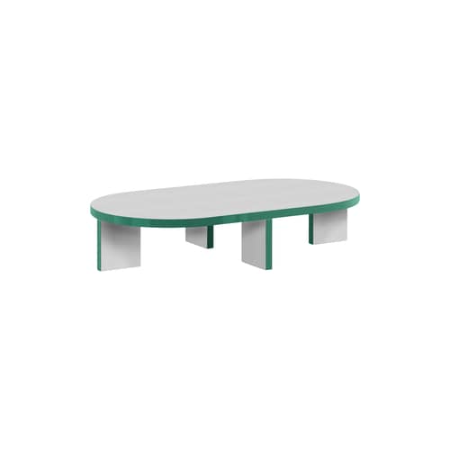 Table basse Slice me nice matériau vert / 140 x 75 x H 28 cm - Zanotta - 140 x 75 x H 28 cm / Vert & argent - MDF revêtus de stratifié Fenix®