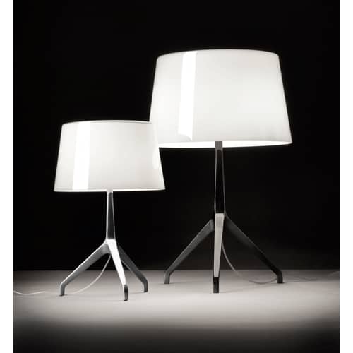 Lumière XXS Table lamp metal glass white black H 40 cm - Foscarini - White / Black chromed feet - Blown glass, Varnished aluminium