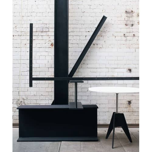 Table à hauteur réglable Screw marbre blanc noir / Ø 60 cm - H 55/84,5 cm - Tom Dixon - Ø 60 cm - Noir / blanc - Aluminium, Fonte, Marbre