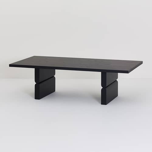 Tavolino Noon legno nero / 118 x 58 cm - NOBODINOZ - Nero - Impiallacciatura di frassino tinta, Legno massello di hevea
