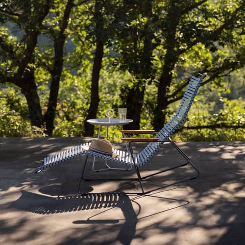 Transat inclinable Click Sunrocker plastique bleu / 2 positions - Houe - Bleu Dusty - Acier thermolaqué, Bambou, Polypropylène