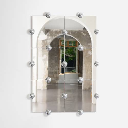 Sphera Crystal Palace L Vertical Wall mirror metal silver / L 135 x H 195 cm - Moustache - Chrome-finish - Chromed zamak, Glass