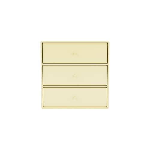 Wandablage Montana Mini 1007 holz gelb / 3 Schubladen - 35 x 35 x T 25 cm - MONTANA - Kamille 159 - lackierte Holzfaserplatte