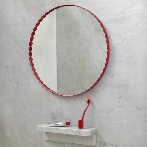 Wandspiegel Arcs metall rot / Ø 60 cm - Hay - Rot - Glas, Stahl